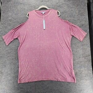 She + Sky Shirt Womens Large Cold Shoulder Pink